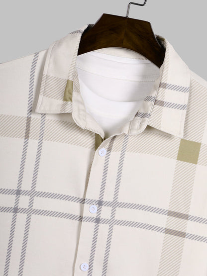 Men's Textured Plaid Casual Button-Down Long Sleeve Shirt