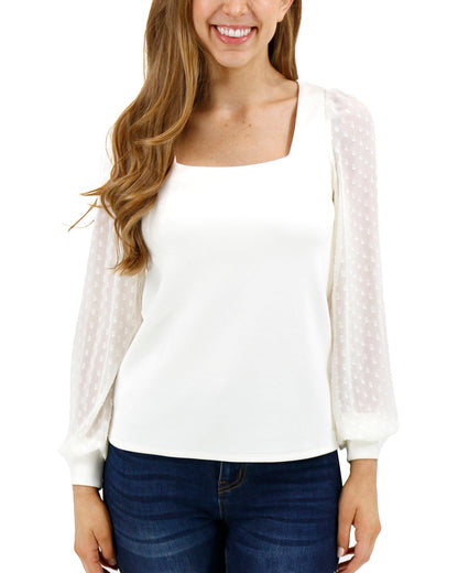 Luxe Knit Ivory Square Neck Long Sleeve Top - FINAL SALE